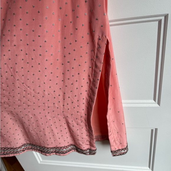 Salmon pink & silver custom shalwar kameez - Picture 6 of 12